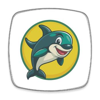 Orca Niedliche Kawaii Cartoon Clipart Haustier Tier - Viereckiger Kühlschrankmagnet - Weiß - Vorne