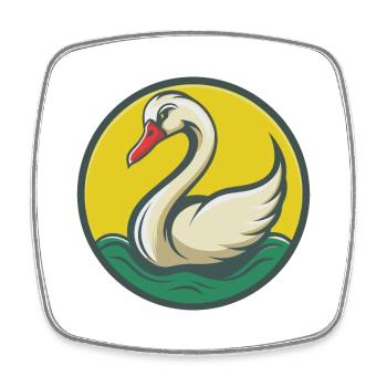 cygne mignon kawaii dessin animé clipart animal de compagnie - Magnet carré - blanc - Devant