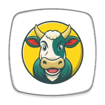 vache mignon kawaii dessin animé clipart animal de compagnie - Magnet carré - blanc - Devant