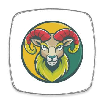 Ram Niedliche Kawaii Cartoon Clipart Haustier Tier - Viereckiger Kühlschrankmagnet - Weiß - Vorne