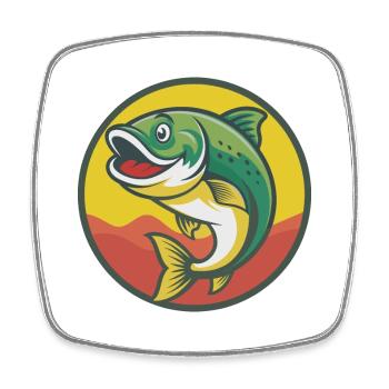 Salmon Cute Kawaii Cartoon Clipart Pet Animal - Square fridge magnet - white - Front