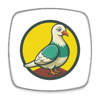 Taube Niedliche Kawaii Cartoon Clipart Haustier Tier - Viereckiger Kühlschrankmagnet - Weiß - Vorne