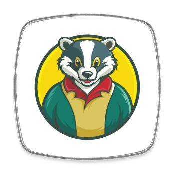 blaireau mignon kawaii dessin animé clipart animal de compagnie - Magnet carré - blanc - Devant