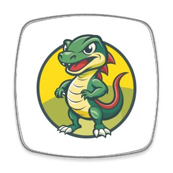 Basilic mignon Kawaii dessin animé Clipart Animal de compagnie - Magnet carré - blanc - Devant