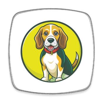 Beagle Dog Cute Kawaii Cartoon Clipart Pet Animal - Square fridge magnet - white - Front