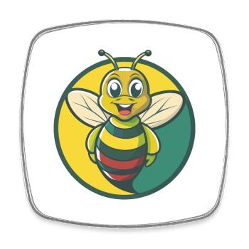 abeille mignon kawaii dessin animé clipart animal de compagnie - Magnet carré - blanc - Devant