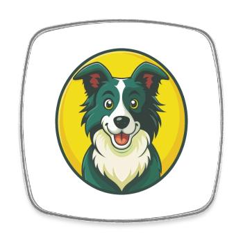 Border Collie Hund Niedliches Kawaii Cartoon Haustier Tier - Viereckiger Kühlschrankmagnet - Weiß - Vorne