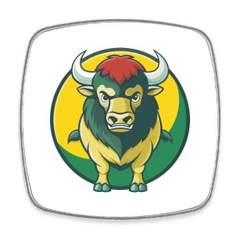 Bison mignon kawaii dessin animé Clipart animal de compagnie - Magnet carré - blanc - Devant