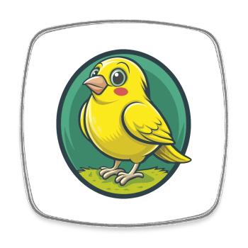 Canari Oiseau Mignon Kawaii Dessin animé Clipart Animal de compagnie - Magnet carré - blanc - Devant