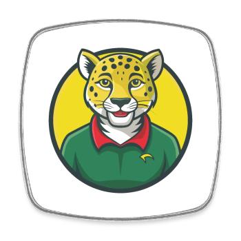 Cheetah Cute Kawaii Cartoon Clipart Pet Animal - Square fridge magnet - white - Front