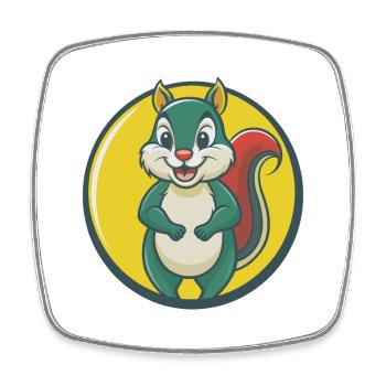Squirrel Cute Kawaii Cartoon Clipart Pet Animal - Square fridge magnet - white - Front