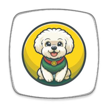 Bichon Frise Dog Cute Funny Kawaii Cartoon Animal - Square fridge magnet - white - Front