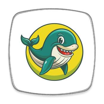 Blue whale Cute Kawaii Cartoon Clipart Pet Animal - Square fridge magnet - white - Front