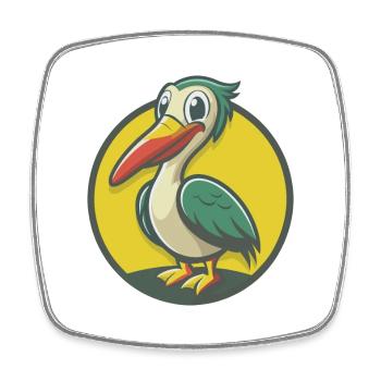 Pelican Cute Kawaii Cartoon Clipart Pet Animal - Square fridge magnet - white - Front