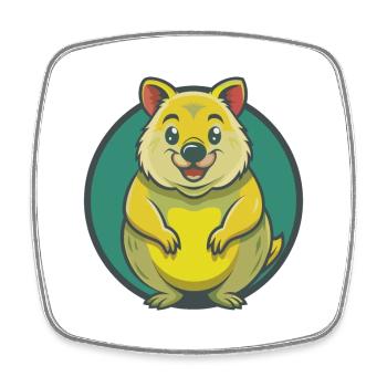 Quokka mignon kawaii dessin animé Clipart animal de compagnie - Magnet carré - blanc - Devant