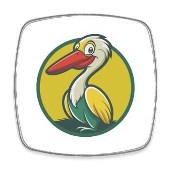 Storch Niedliche Kawaii Cartoon Clipart Haustier Tier - Viereckiger Kühlschrankmagnet - Weiß - Vorne
