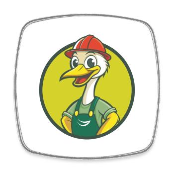 grue mignon Kawaii dessin animé Clipart animal de compagnie - Magnet carré - blanc - Devant