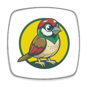 Spatz Niedlich Kawaii Cartoon Clipart Haustier Tier - Viereckiger Kühlschrankmagnet - Weiß - Vorne