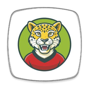 Léopard Mignon Kawaii Dessin animé Clipart Animal de compagnie - Magnet carré - blanc - Devant