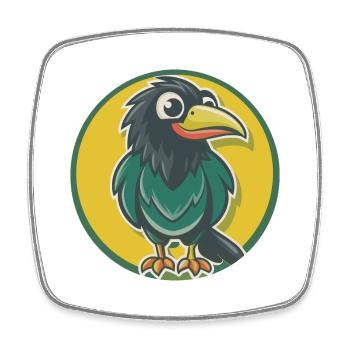 corbeau mignon Kawaii dessin animé Clipart animal de compagnie - Magnet carré - blanc - Devant