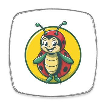 Ladybug Cute Kawaii Cartoon Clipart Pet Animal - Square fridge magnet - white - Front