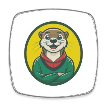 loutre mignon kawaii dessin animé clipart animal de compagnie - Magnet carré - blanc - Devant