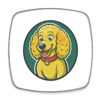 Pudel Hund Niedlich Kawaii Cartoon Clipart Haustier Tier - Viereckiger Kühlschrankmagnet - Weiß - Vorne