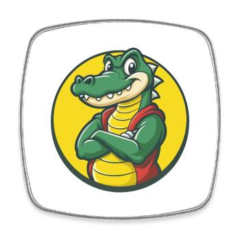 Crocodile Mignon Kawaii Dessin animé Clipart Animal de compagnie - Magnet carré - blanc - Devant