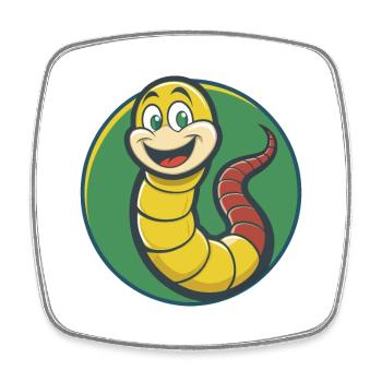 Regenwurm Niedlich Kawaii Cartoon Clipart Haustier Tier - Viereckiger Kühlschrankmagnet - Weiß - Vorne