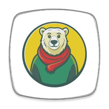 ours polaire mignon kawaii dessin animé clipart animal de compagnie - Magnet carré - blanc - Devant