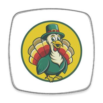 Turquie Mignon Kawaii Dessin animé Clipart Animal de compagnie - Magnet carré - blanc - Devant