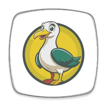 Seagull Cute Kawaii Cartoon Clipart Pet Animal - Square fridge magnet - white - Front