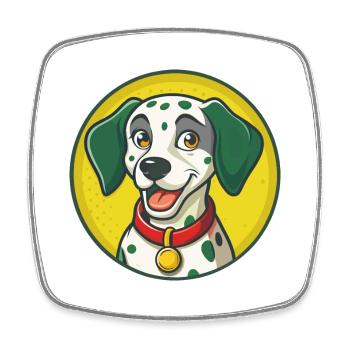 Chien Dalmatien Mignon Kawaii Dessin animé Clipart Animal - Magnet carré - blanc - Devant