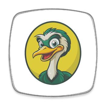 Ostrich Cute Kawaii Cartoon Clipart Pet Animal - Square fridge magnet - white - Front