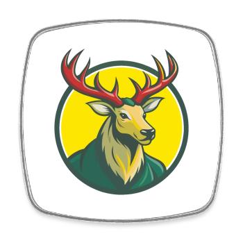 Elk mignon Kawaii dessin animé Clipart Animal de compagnie - Magnet carré - blanc - Devant