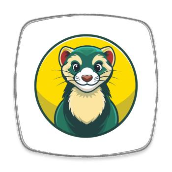 Ferret Cute Kawaii Cartoon Clipart Pet Animal - Square fridge magnet - white - Front