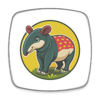 Tapir Cute Kawaii Cartoon Clipart Pet Animal - Square fridge magnet - white - Front