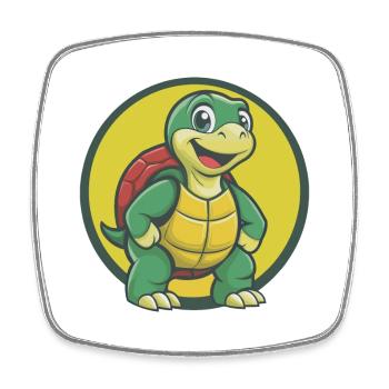 Schildkröte Niedliche Kawaii Cartoon Clipart Haustier Tier - Viereckiger Kühlschrankmagnet - Weiß - Vorne