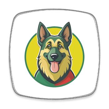 German Shepherd Dog Cute Kawaii Cartoon Pet Animal - Square fridge magnet - white - Front