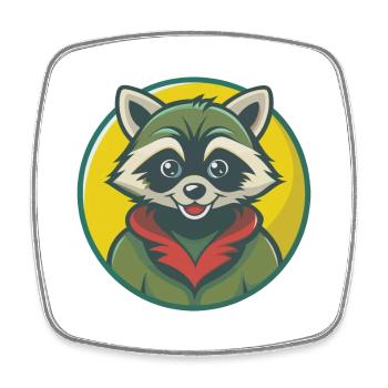 raton laveur mignon Kawaii dessin animé Clipart animal de compagnie - Magnet carré - blanc - Devant
