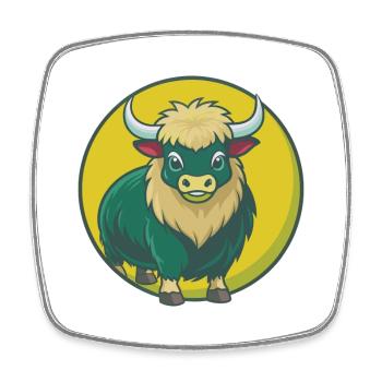 Yak Mignon Kawaii Dessin animé Clipart Animal de compagnie - Magnet carré - blanc - Devant