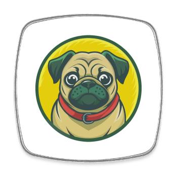 Carlin Chien Mignon Kawaii Dessin animé Clipart Animal de compagnie - Magnet carré - blanc - Devant