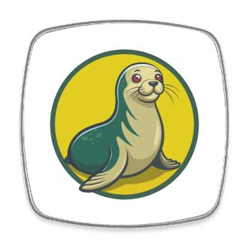Seal Cute Kawaii Cartoon Clipart Pet Animal - Square fridge magnet - white - Front