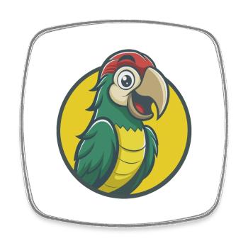 Parrot Cute Kawaii Cartoon Clipart Pet Animal - Square fridge magnet - white - Front