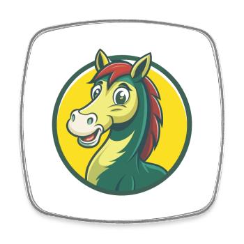 Pferd Niedlich Kawaii Cartoon Clipart Haustier Tier - Viereckiger Kühlschrankmagnet - Weiß - Vorne