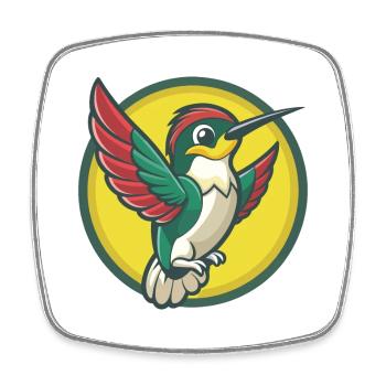 colibri mignon kawaii dessin animé clipart animal de compagnie - Magnet carré - blanc - Devant