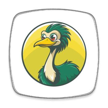 Emu mignon Kawaii dessin animé Clipart Animal de compagnie - Magnet carré - blanc - Devant