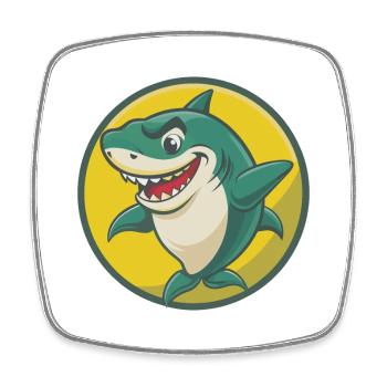 requin mignon kawaii dessin animé clipart animal de compagnie - Magnet carré - blanc - Devant