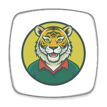 Tiger Cute Kawaii Cartoon Clipart Pet Animal - Square fridge magnet - white - Front