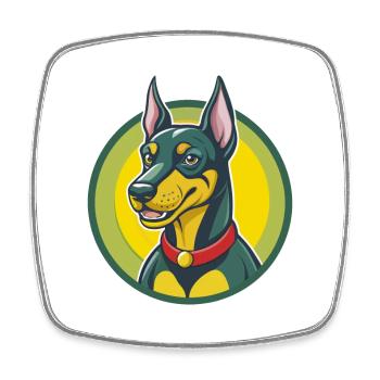 German Pinscher Dog Cute Kawaii Cartoon Pet Animal - Square fridge magnet - white - Front